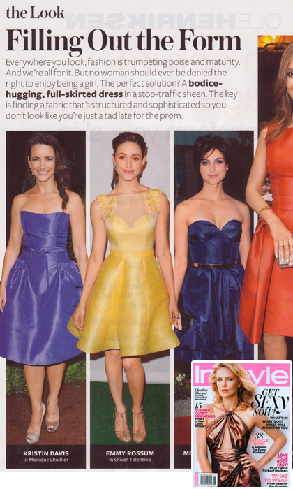 Magazine page of women in various cocktail dresses