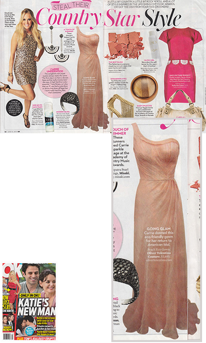 Magazine page with a peach gown