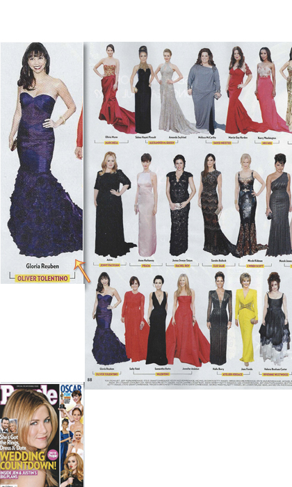 Magazine page of women wearing different gowns
