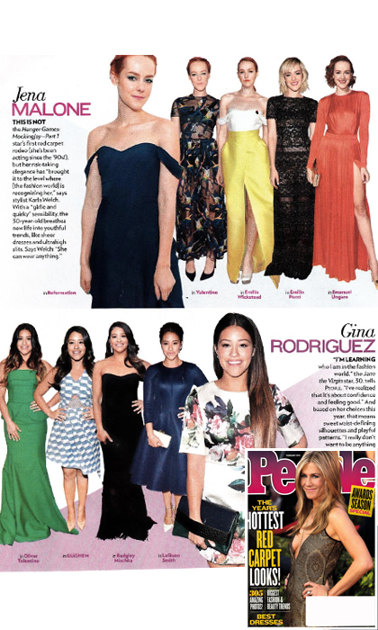 Magazine page of women in different outfits
