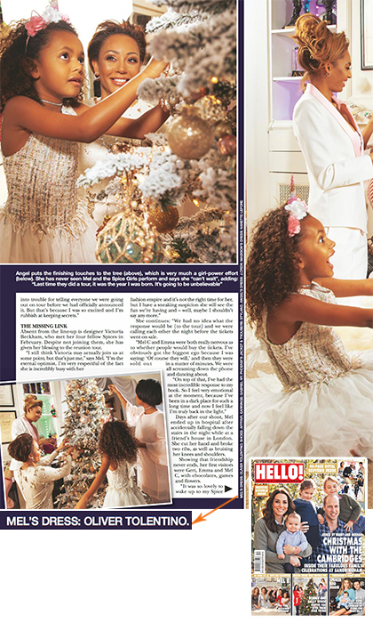 Magazine page of a family in a holiday setting