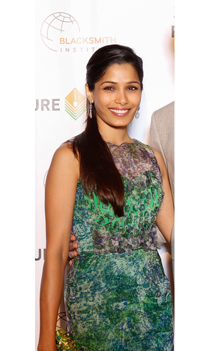 Woman in a green printed dress